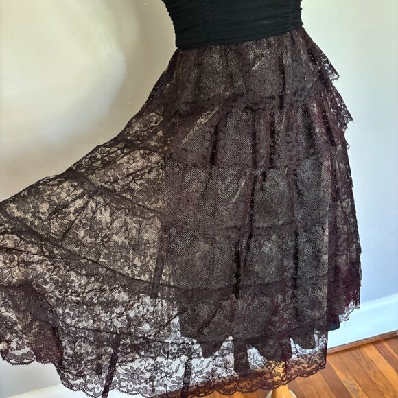 Vintage 1950 Lace and Velvet Holiday Prom Special Occasion Dress  Small - Picture 7 of 16